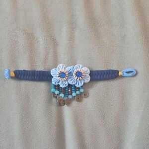 Blue Floral Beaded Bracelet